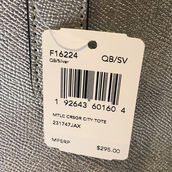‼️LAST ONE‼️COACH💝 CITY ZIP TOTE METALLIC SILVER - Picture 5 of 6